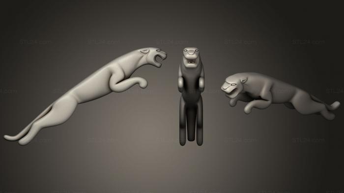 Animal figurines (Leaping Jaguar, STKJ_1130) 3D models for cnc